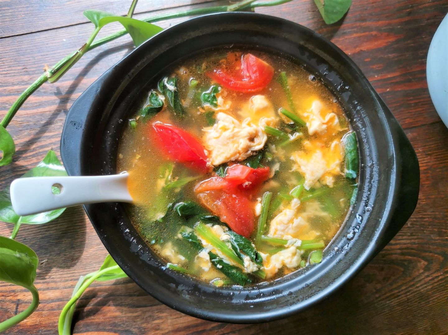 Spinach Tomato And Egg Soup Recipe