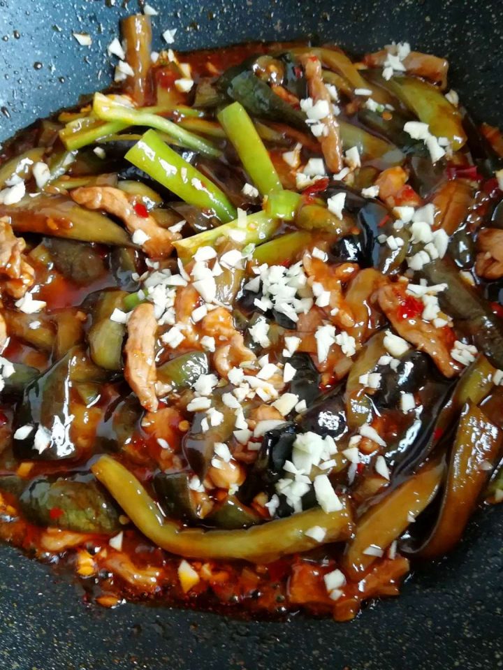 Braised Eggplant Strips with Pork - Home Cooked Food