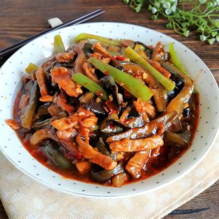 China Food Braised Eggplant Strips with Pork