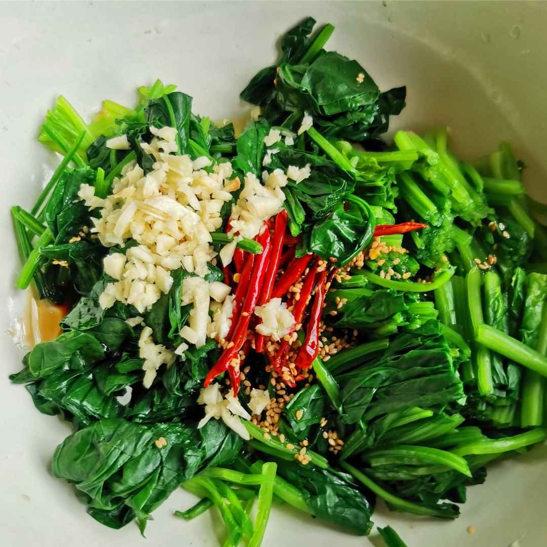 Chinese Spinach Salad Healthy Vegetarian Cold Dish 