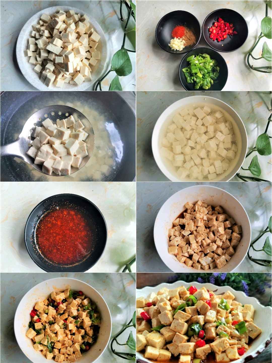 Picture steps for how to make tofu salad