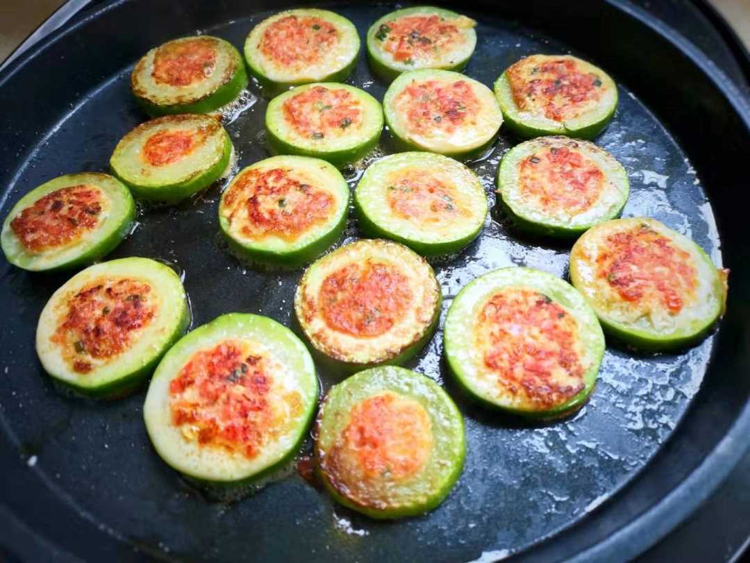 Zucchini slices stuffed with vegetable ham filling healthy breakfast for kids